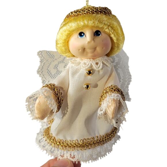 Vintage Angel Doll Ornament with Lace and Gold Trim - Picture 1 of 14